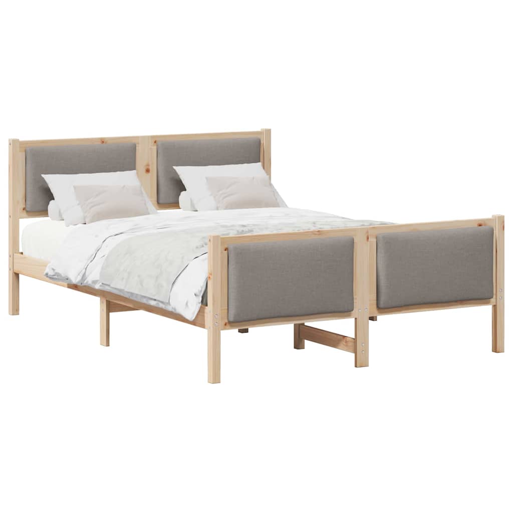 Sängram med huvudgavel Taupe 135 x 190 cm tyg