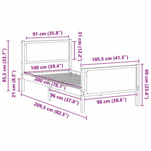 Sängram med huvudgavel Taupe 100 x 200 cm tyg