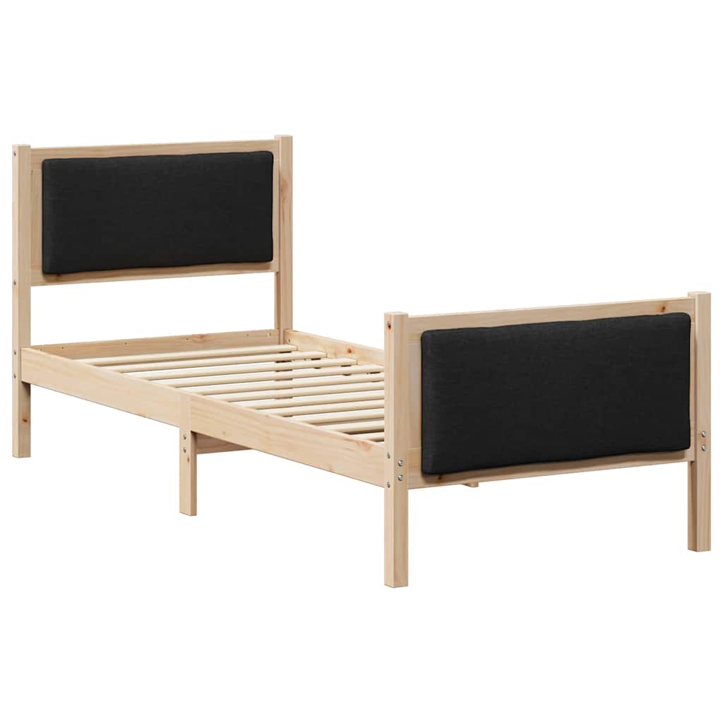 Sängram med huvudgavel Svart 75 x 190 cm tyg