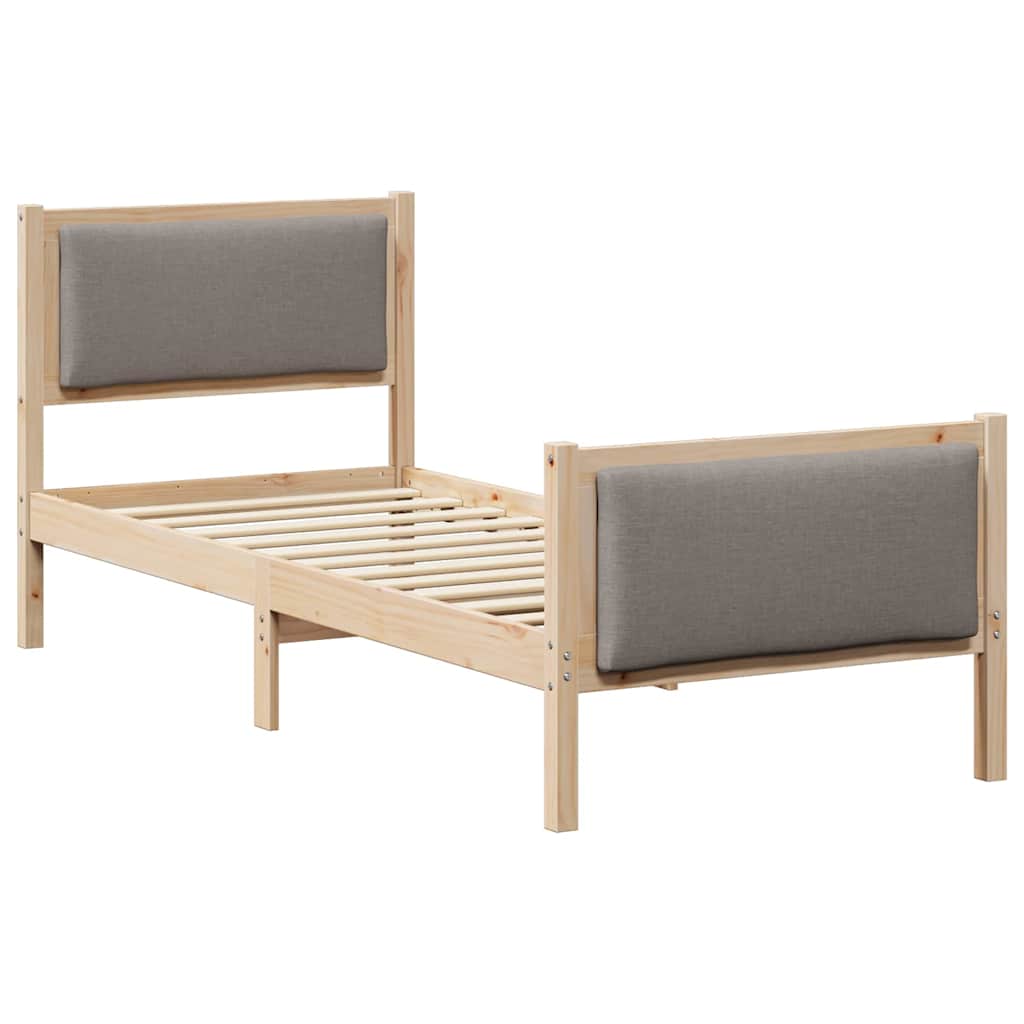 Sängram med huvudgavel Taupe 75 x 190 cm tyg