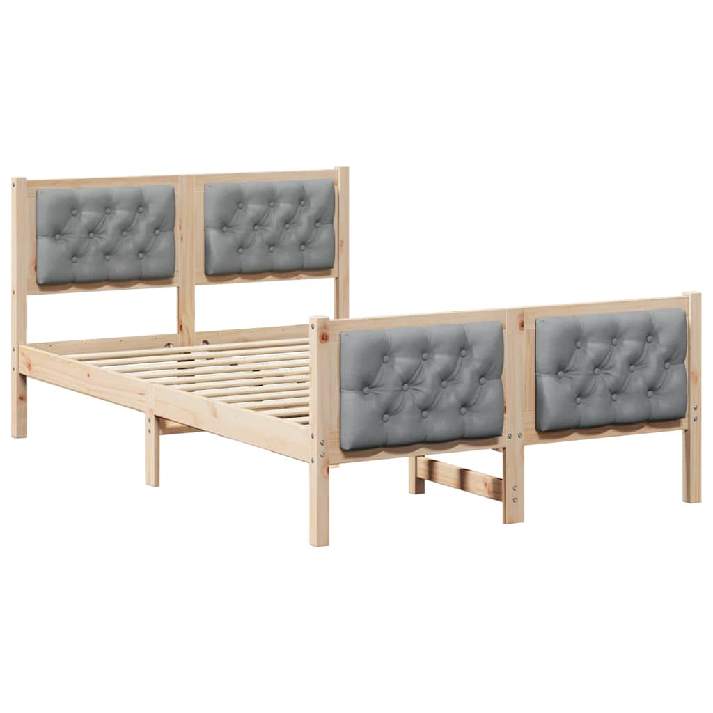 Sängram med huvudgavel Ljusgrå 120 x 200 cm Massiv furu