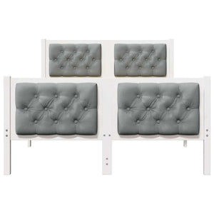 Sängram med huvudgavel Ljusgrå 135 x 190 cm Massiv furu