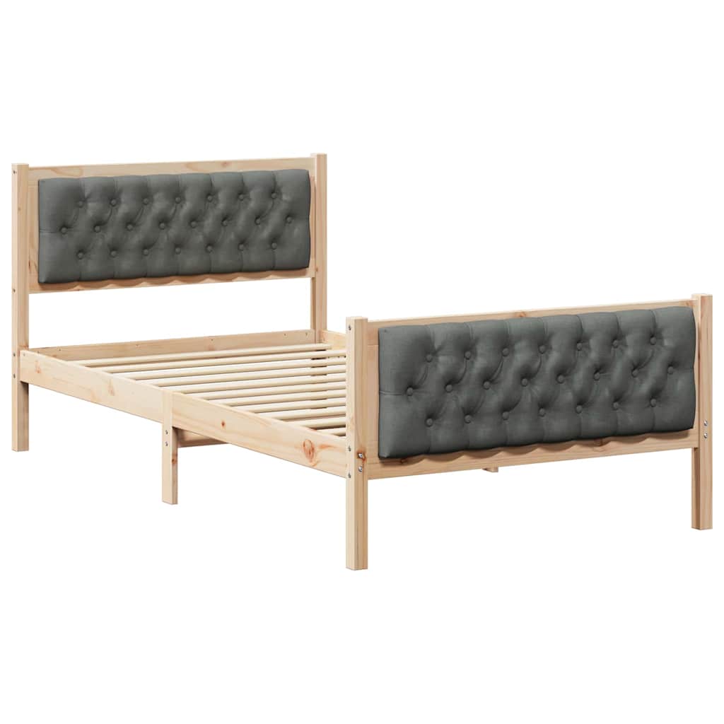 Sängram med huvudgavel Mörkgrå 100 x 200 cm Massiv furu