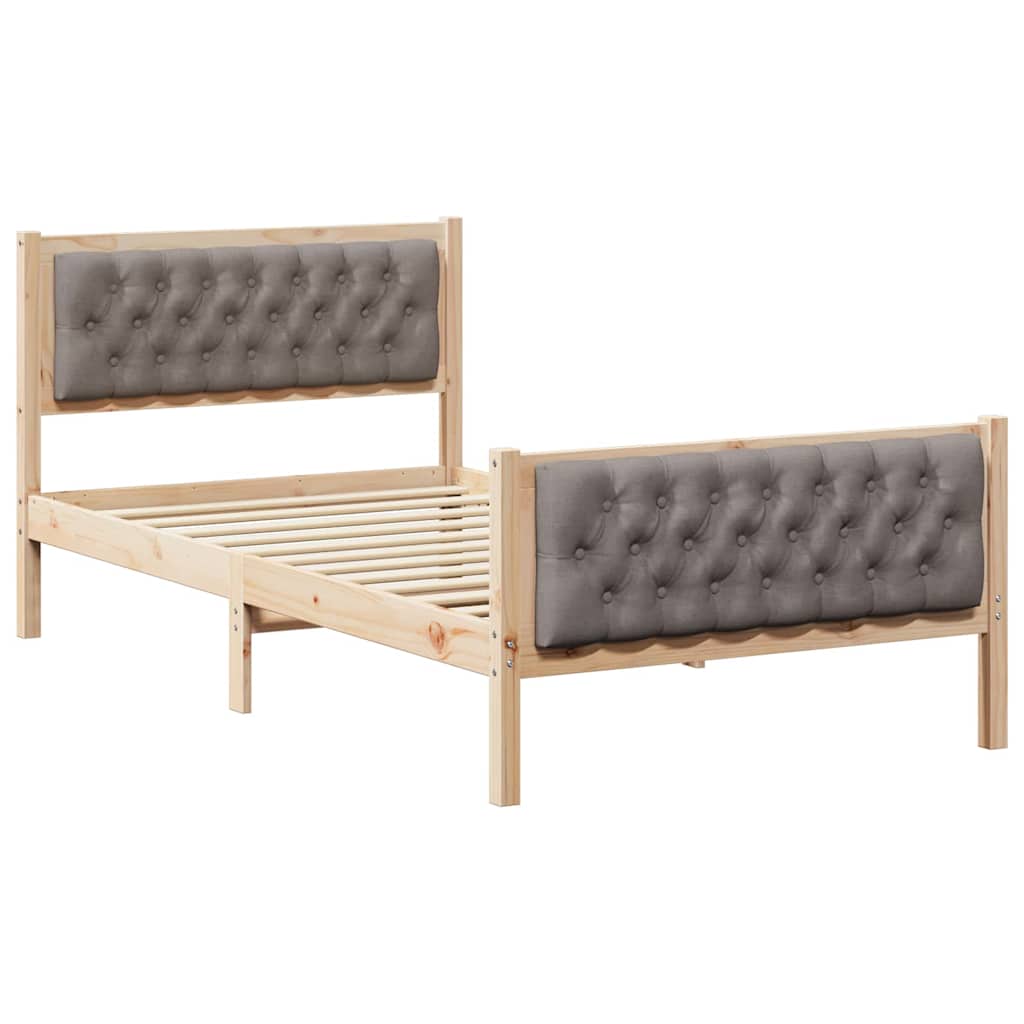 Sängram med huvudgavel Taupe 100 x 200 cm Massiv furu