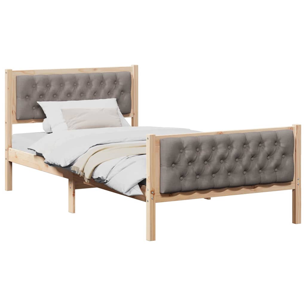Sängram med huvudgavel Taupe 100 x 200 cm Massiv furu
