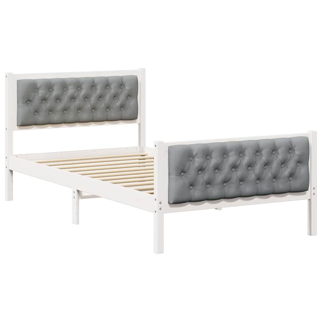 Sängram med huvudgavel Ljusgrå 100 x 200 cm Massiv furu