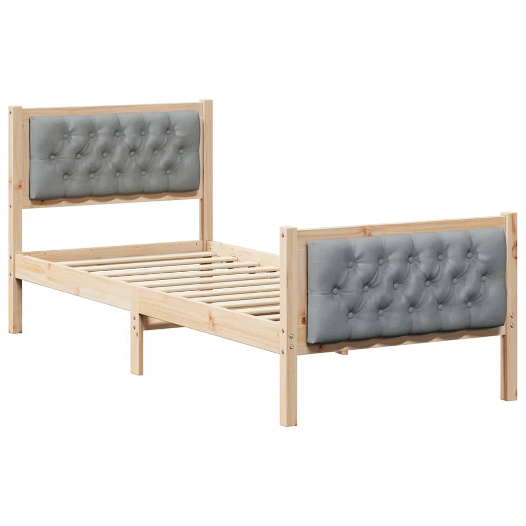 Sängram med huvudgavel Ljusgrå 80 x 200 cm Massiv furu
