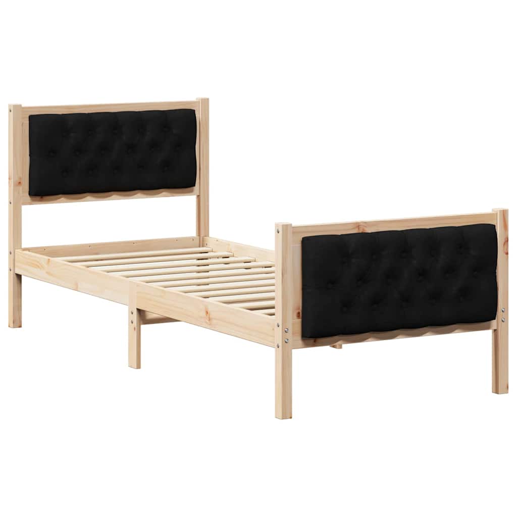 Sängram med huvudgavel Svart 80 x 200 cm Massiv furu