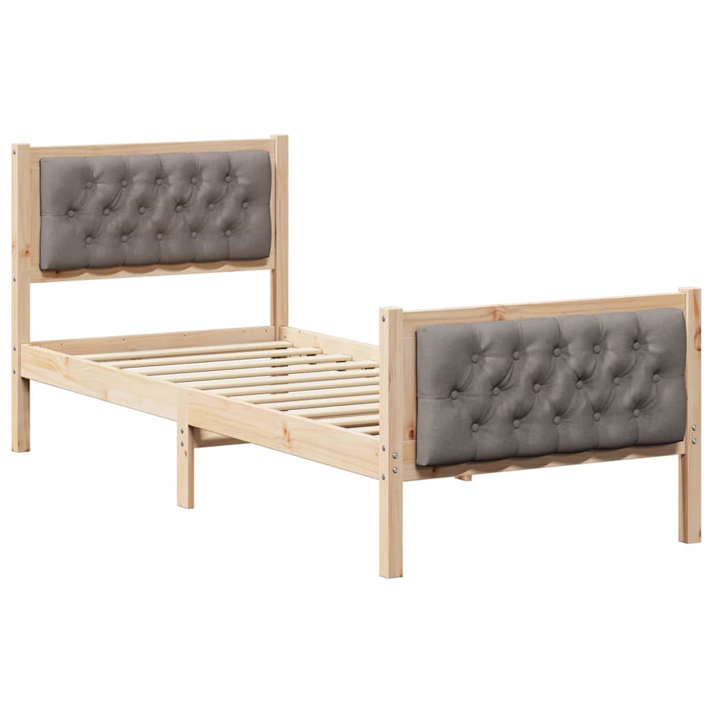 Sängram med huvudgavel Taupe 80 x 200 cm Massiv furu