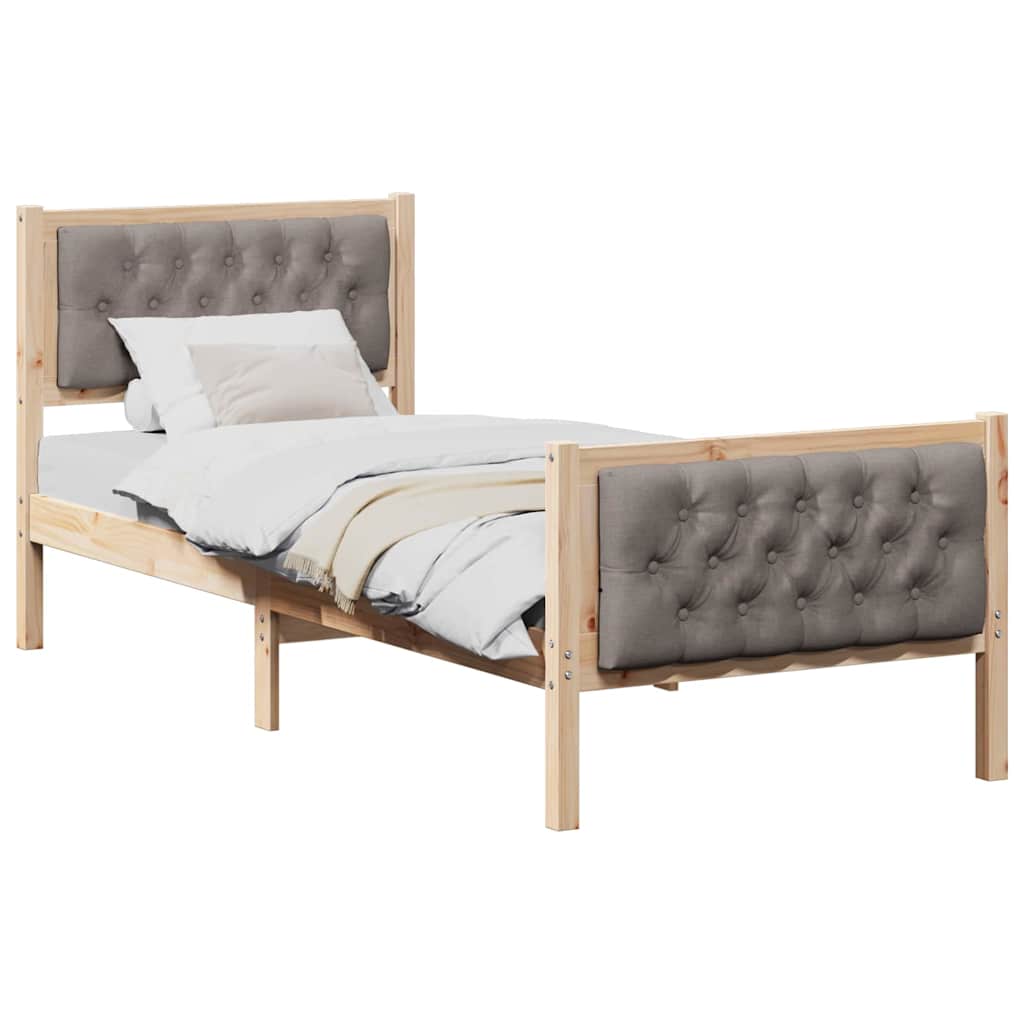Sängram med huvudgavel Taupe 80 x 200 cm Massiv furu