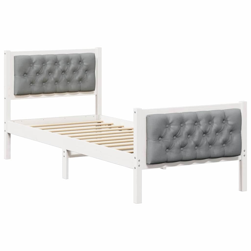 Sängram med huvudgavel Ljusgrå 80 x 200 cm Massiv furu