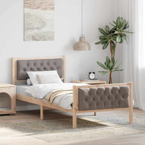 Sängram med huvudgavel Taupe 90 x 190 cm Massiv furu