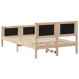 Sängram med huvudgavel Brun och taupe 120 x 190 cm Massiv furu