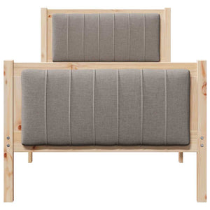 Sängram med huvudgavel Brun och taupe 80 x 200 cm Massiv furu