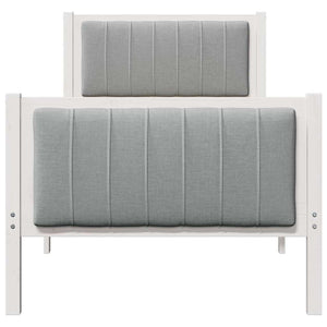 Sängram med huvudgavel Vit och ljusgrå 80 x 200 cm Massiv furu