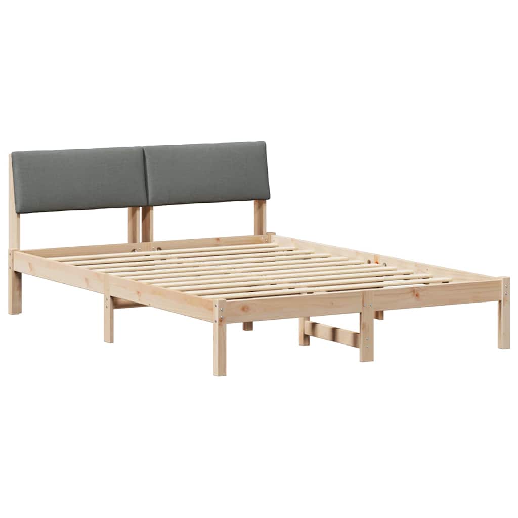 Sängram brun och mörkgrå 135 x 190 cm Massiv furu