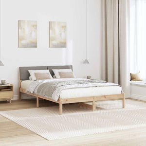 Sängram med huvudgavel Brun och taupe 135 x 190 cm Massiv furu