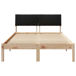 Sängram med huvudgavel Brun och svart 120 x 190 cm Massiv furu