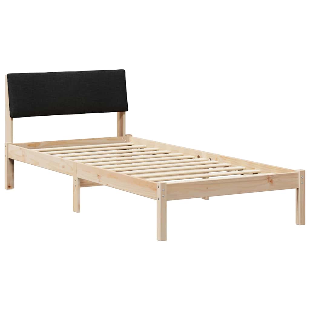 Sängram med huvudgavel Brun och svart 100 x 200 cm Massiv furu