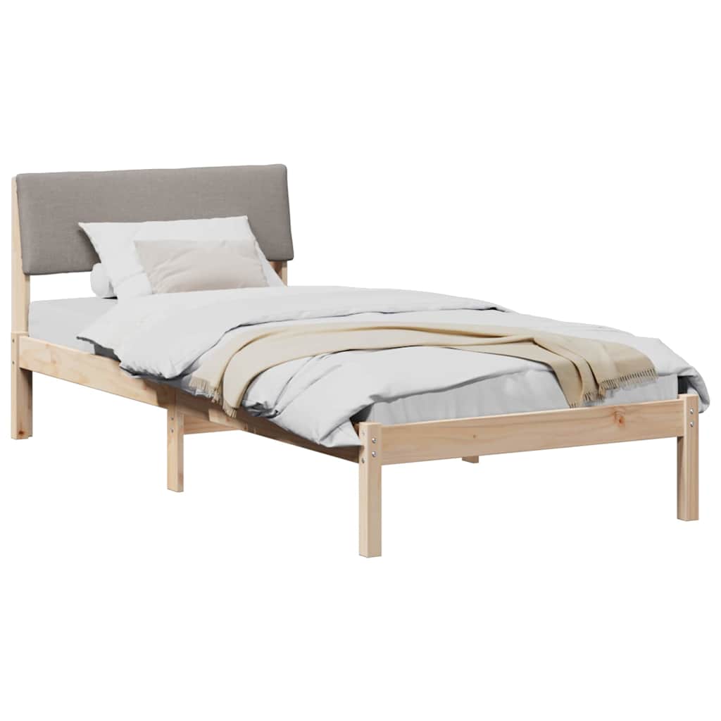 Sängram med huvudgavel Brun och taupe 100 x 200 cm Massiv furu
