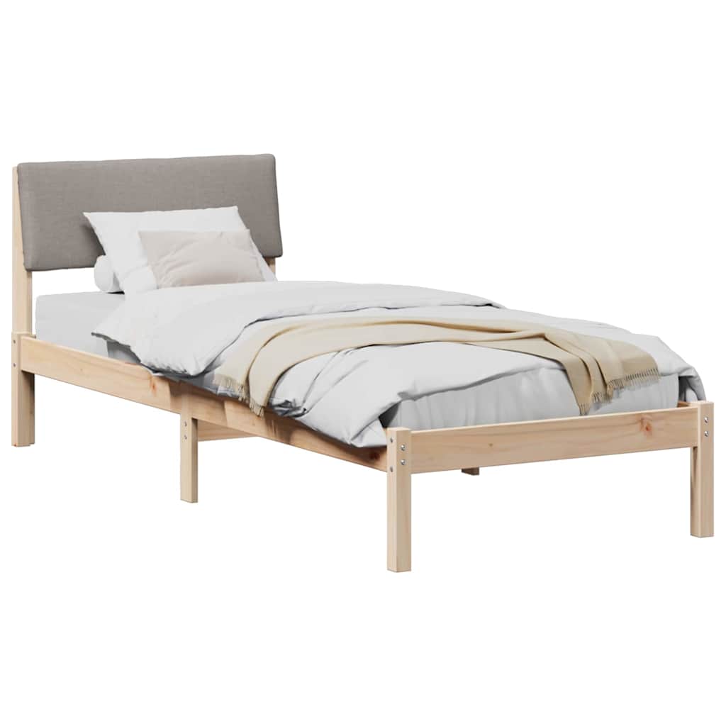 Sängram med huvudgavel Brun och taupe 80 x 200 cm Massiv furu