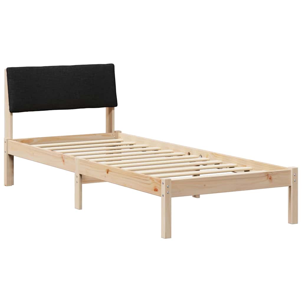 Sängram med huvudgavel Brun och svart 75 x 190 cm Massiv furu