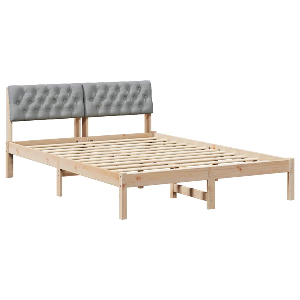 Sängram Brun och ljusgrå 140 x 190 cm Massiv furu