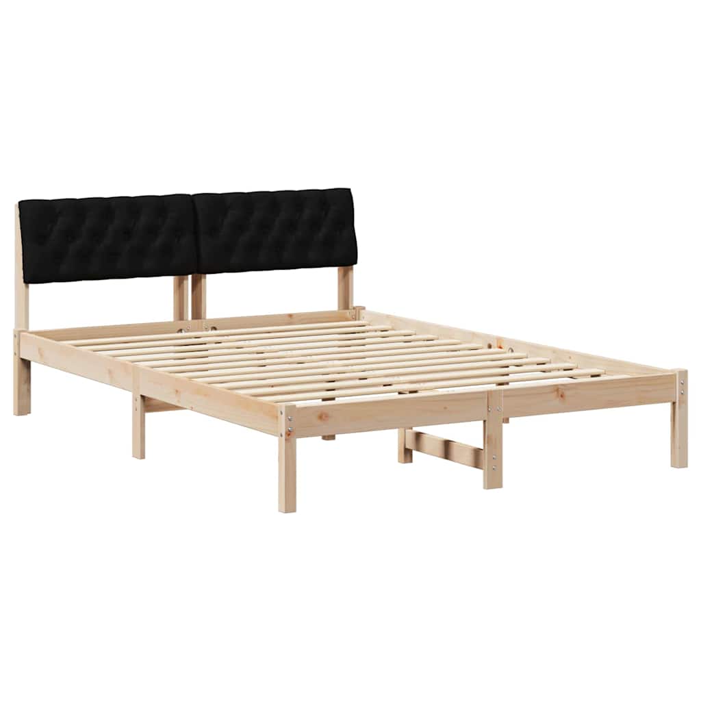 Sängram med huvudgavel Brun och svart 140 x 190 cm Massiv furu