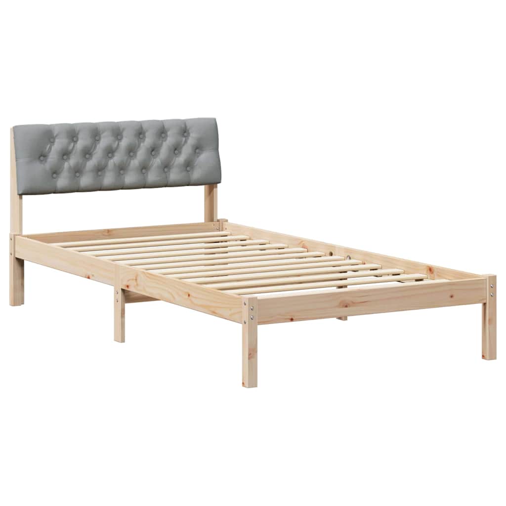 Sängram Brun och ljusgrå 100 x 200 cm Massiv furu