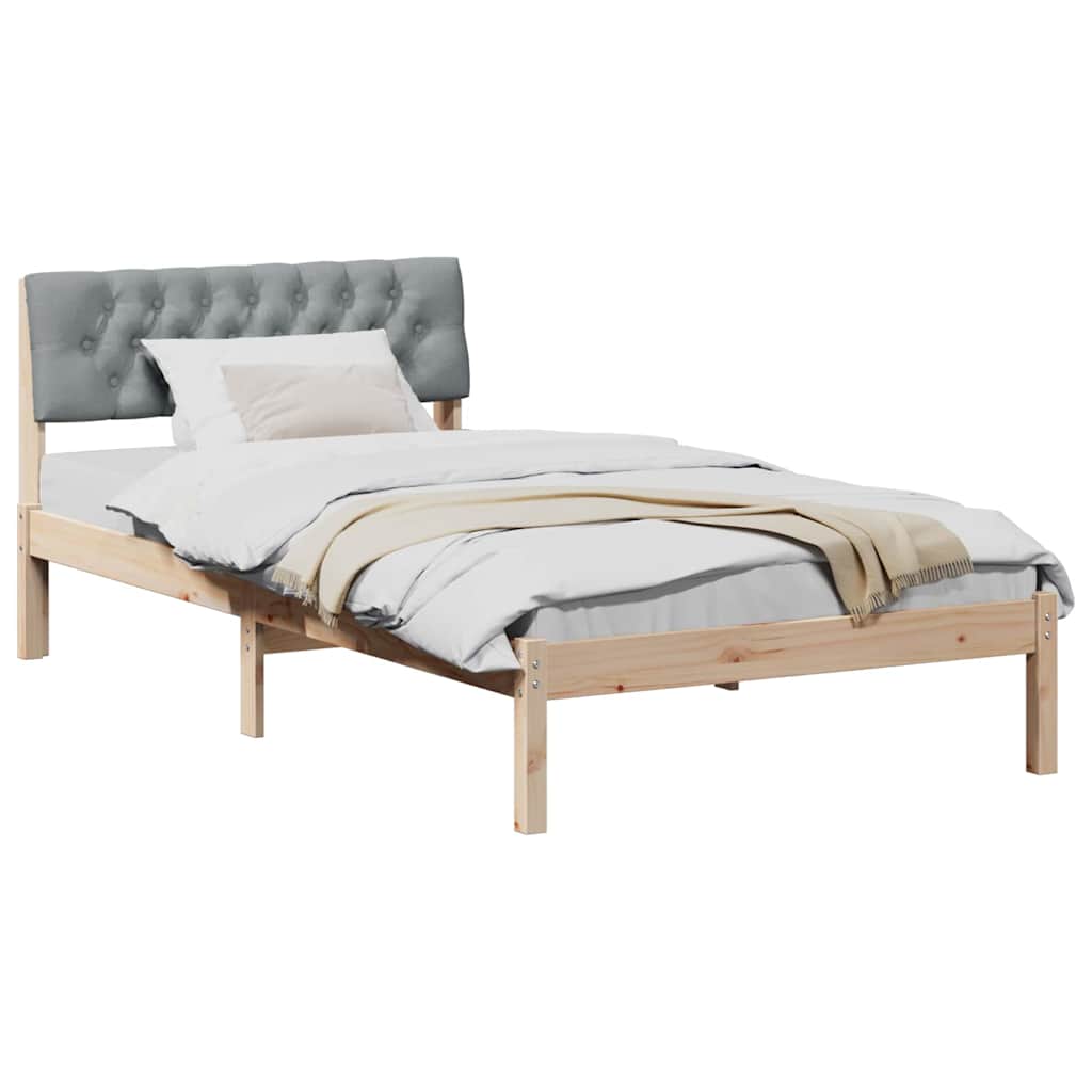 Sängram Brun och ljusgrå 100 x 200 cm Massiv furu