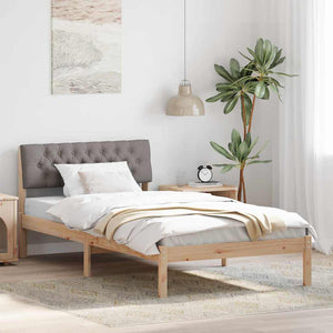 Sängram med huvudgavel Brun och taupe 100 x 200 cm Massiv furu