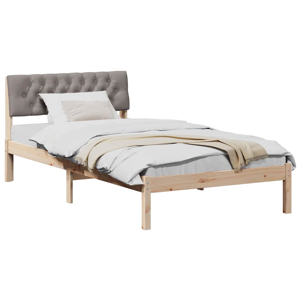 Sängram med huvudgavel Brun och taupe 100 x 200 cm Massiv furu