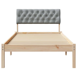 Sängram med huvudgavel Brun och ljusgrå 90 x 200 cm Massiv furu