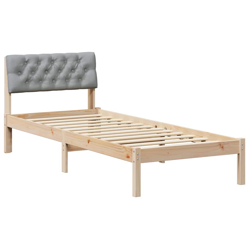 Sängram med huvudgavel Brun och ljusgrå 80 x 200 cm Massiv furu