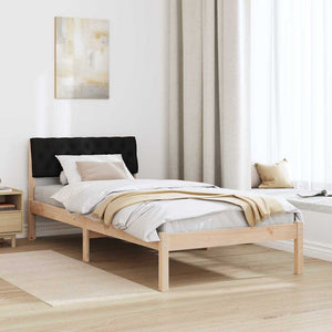 Sängram med huvudgavel Brun och svart 90 x 190 cm Massiv furu