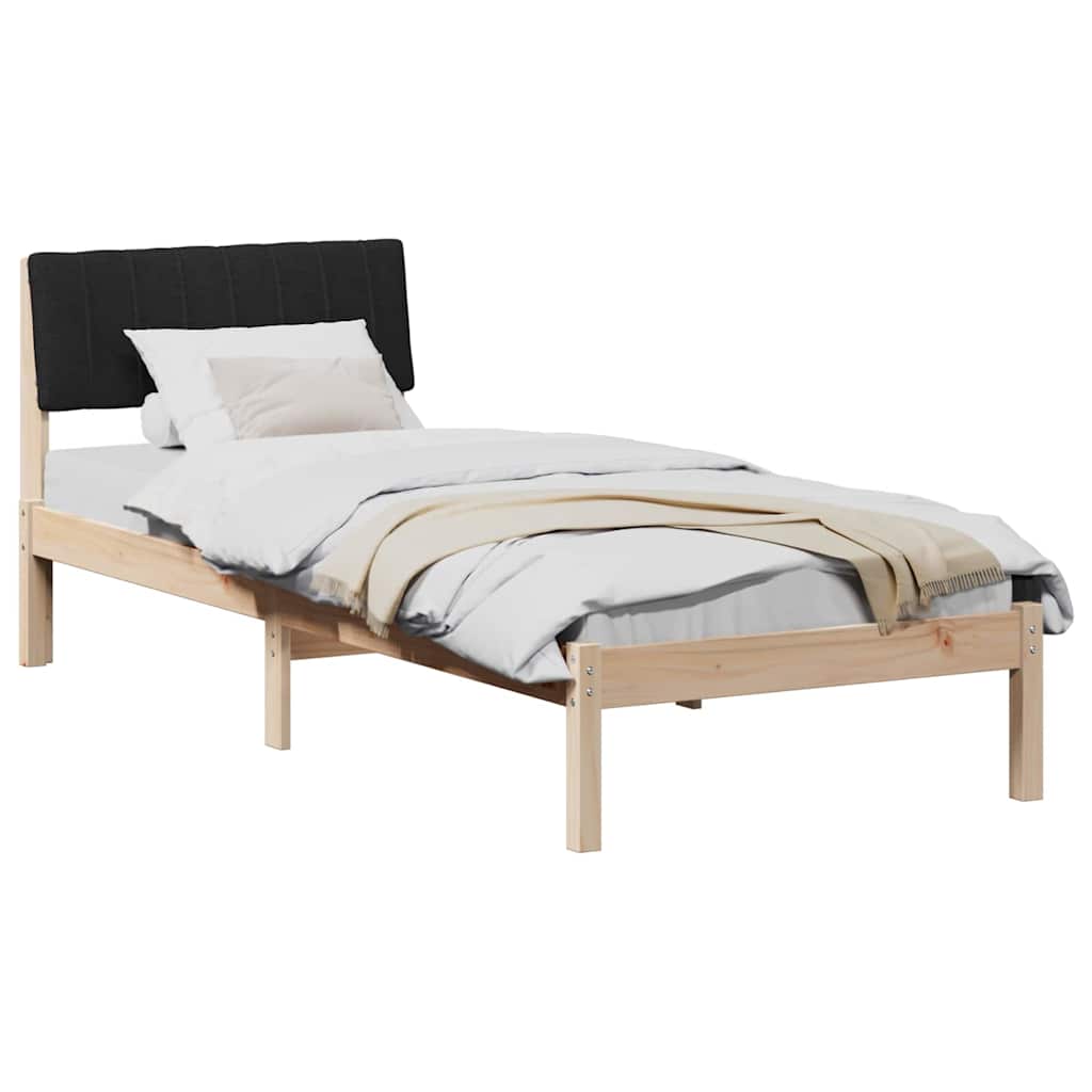 Sängram med huvudgavel Brun och svart 75 x 190 cm Massiv furu