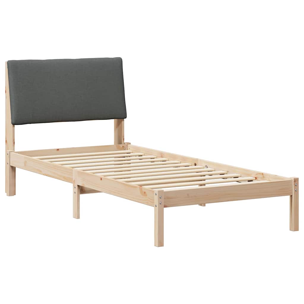 Sängram brun och mörkgrå 100 x 200 cm Massiv furu