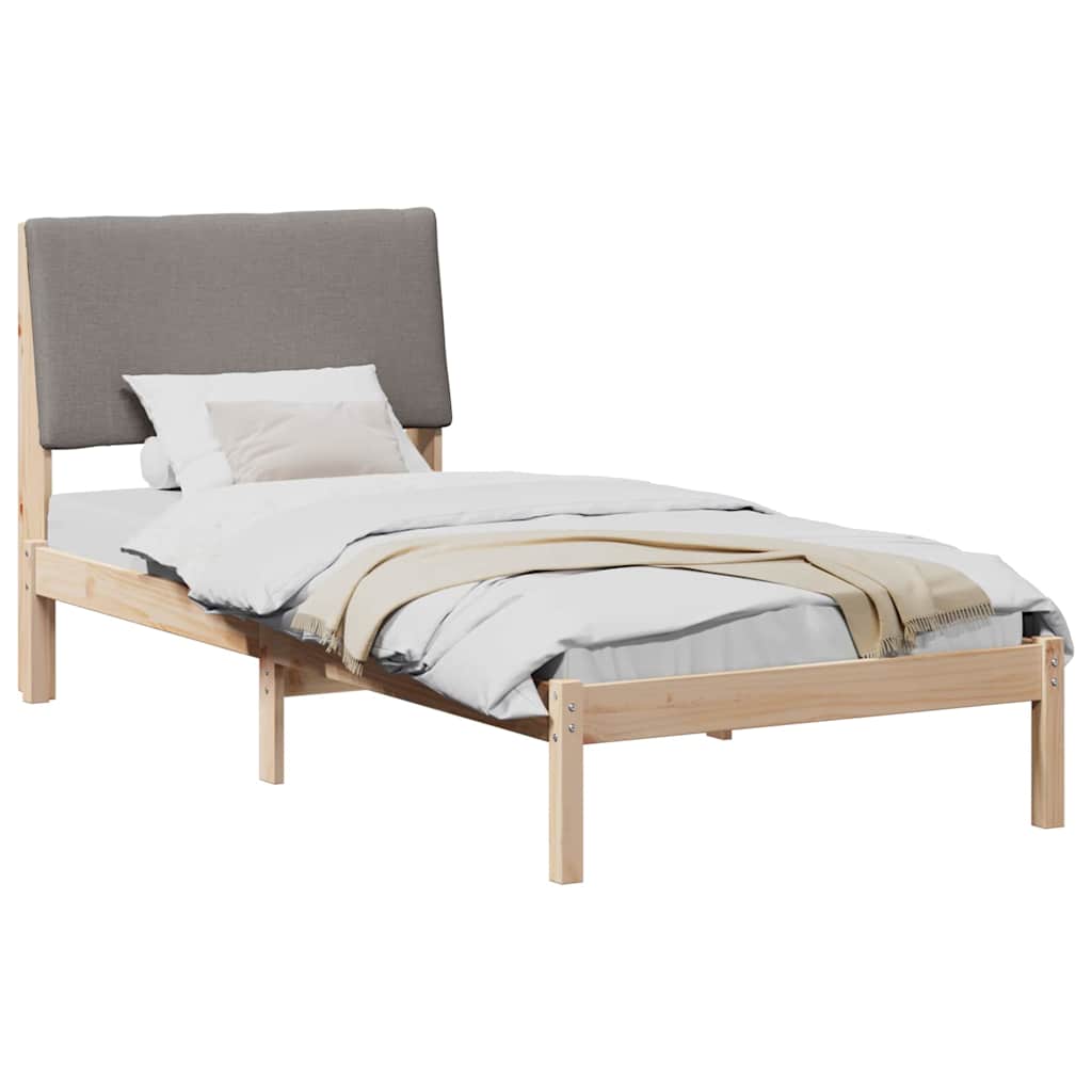 Sängram med huvudgavel Brun och taupe 100 x 200 cm Massiv furu