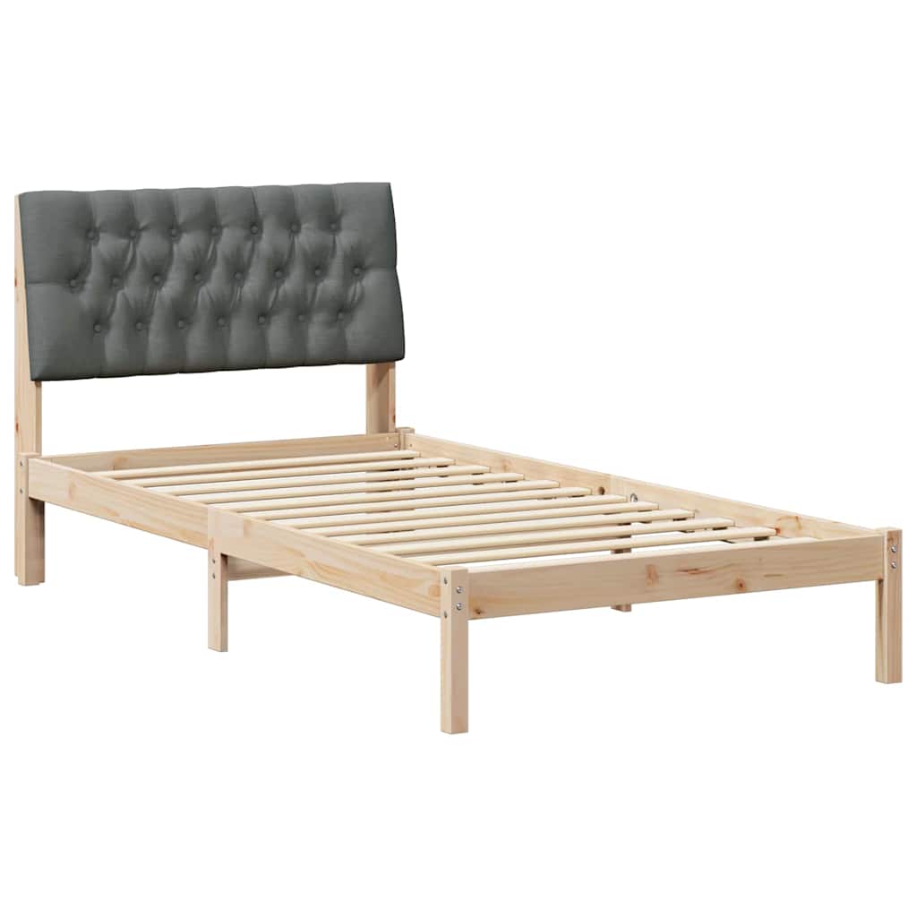 Sängram med Klädd Huvudgavel Brun 100 x 200 cm Massiv furu