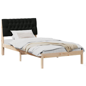 Sängram med Klädd Huvudgavel Brun 100 x 200 cm Massiv furu