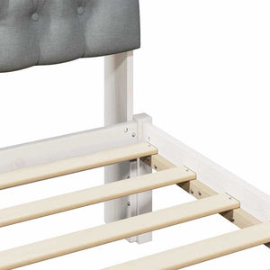 Sängram med Klädd Huvudgavel Vit 75 x 190 cm Massiv furu