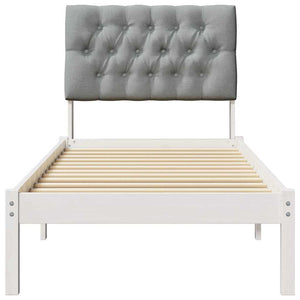 Sängram med Klädd Huvudgavel Vit 75 x 190 cm Massiv furu