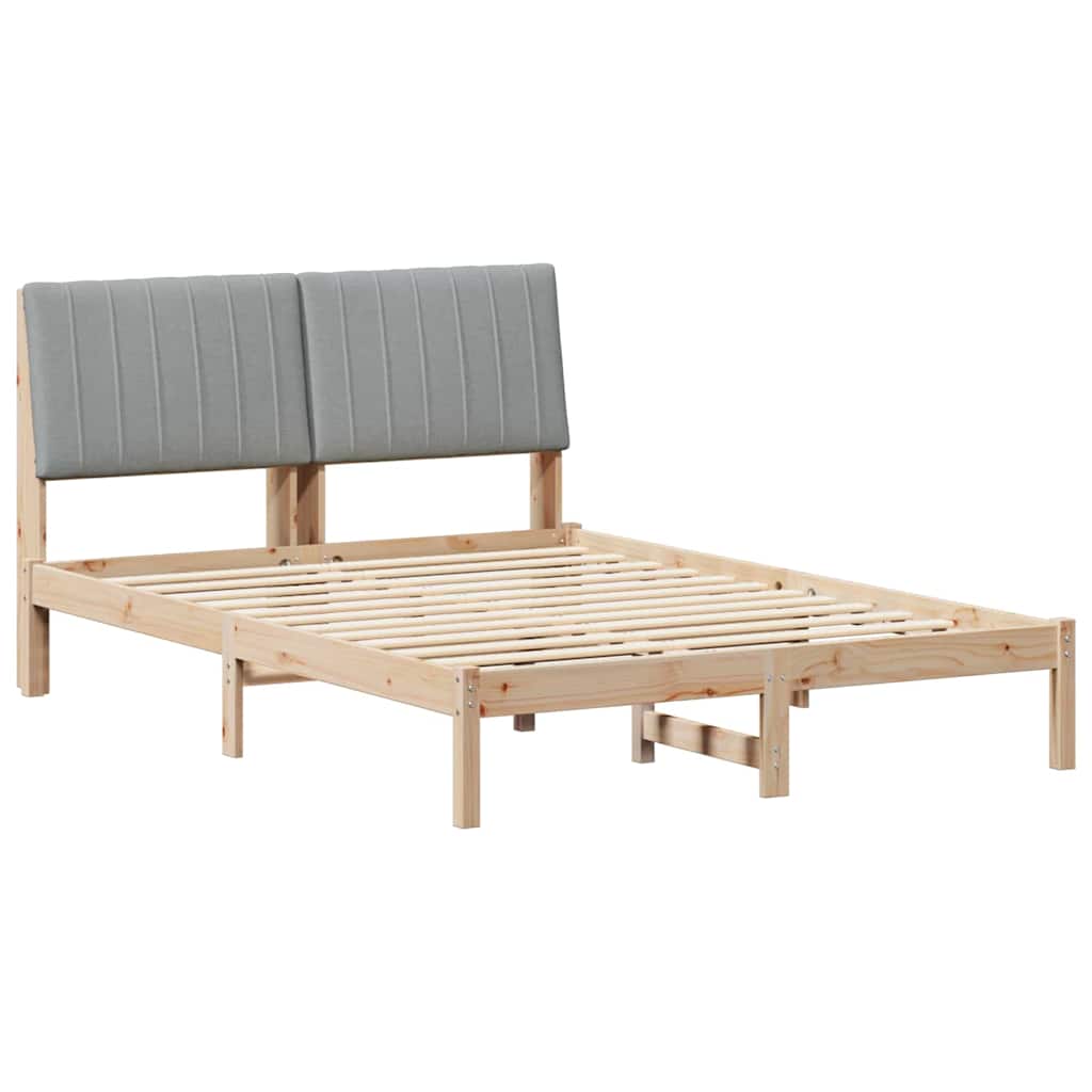 Sängram med huvudgavel Brun 135 x 190 cm Massiv furu