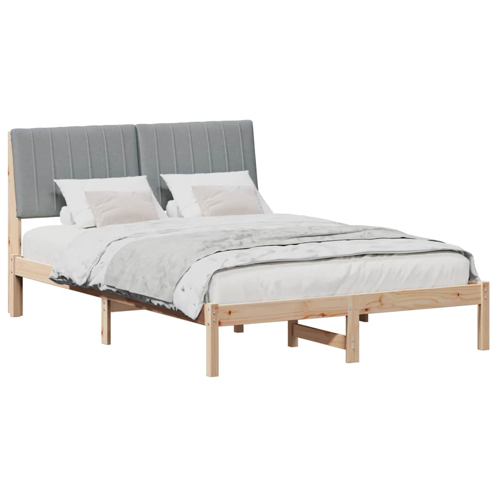 Sängram med huvudgavel Brun 135 x 190 cm Massiv furu