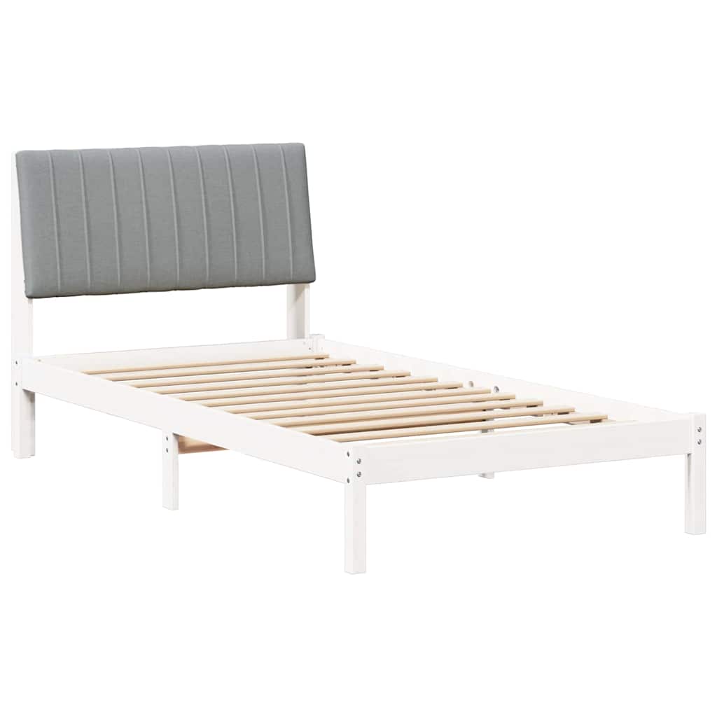 Sängram med huvudgavel Vit 100 x 200 cm Massiv furu