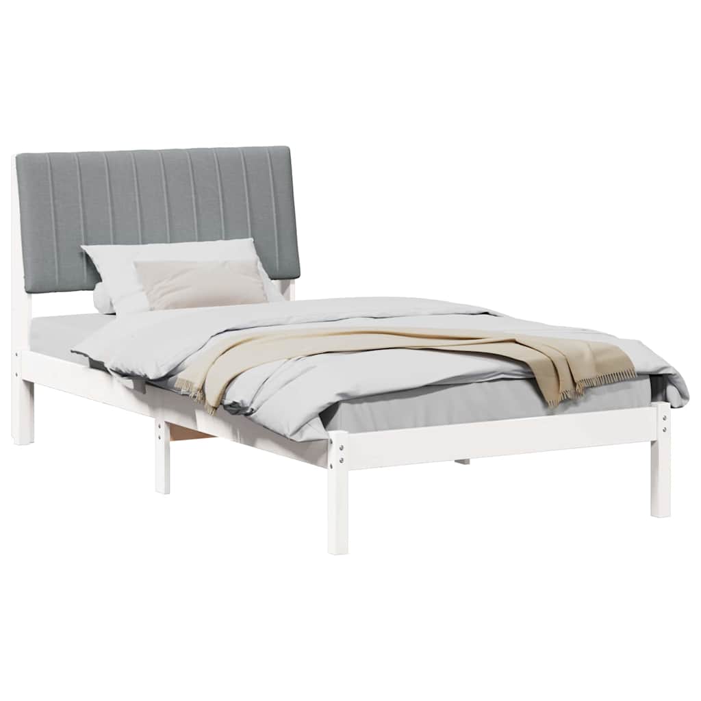Sängram med huvudgavel Vit 100 x 200 cm Massiv furu