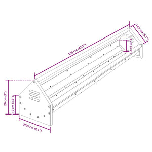 Kycklingmatningsränna Svart 108 x 20,5 x 20 cm Kallvalsat Stål