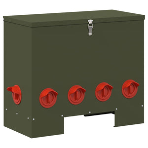 Hönsfodertråg 2 pcs Olivgrön 60,5 x 29 x 51 cm Kallvalsat Stål