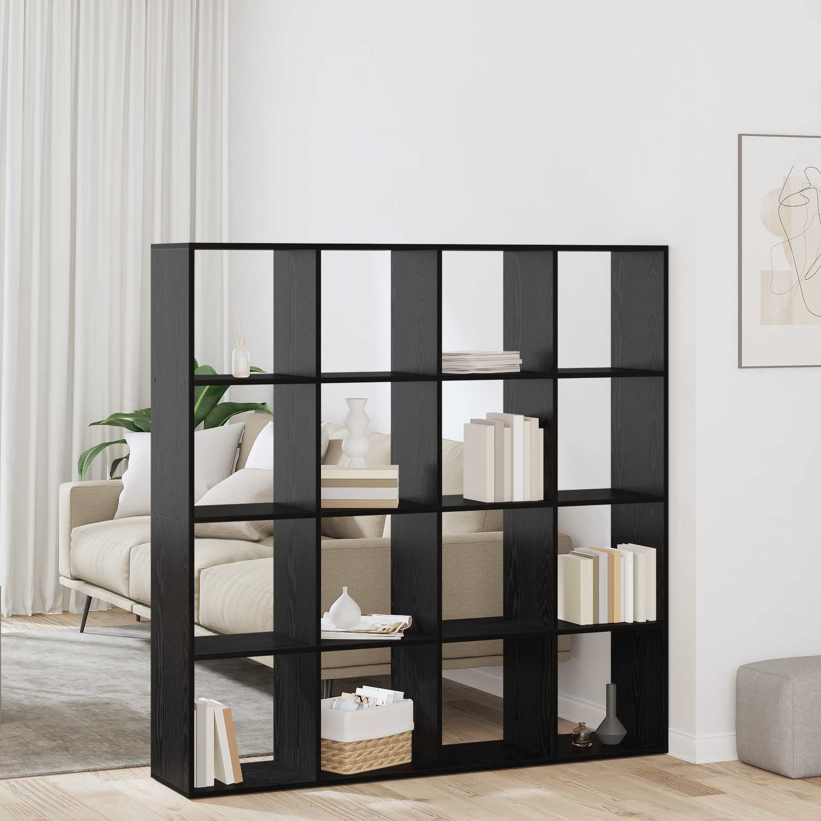 Bokskåp Svart Ek 137,5 x 29 x 137,5 cm Konstruerat trä