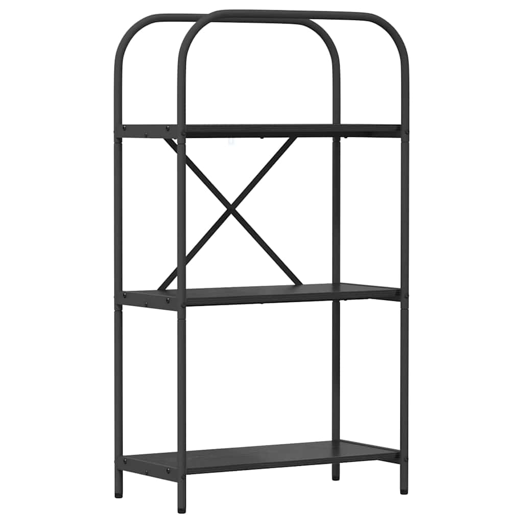 Hyllsystem 3 nivåer 60 x 30 x 109 cm Konstruerat trä Svart Ek